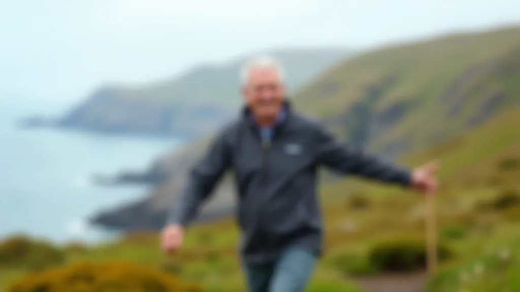 Person stretching legs and arms before starting a coastal walk