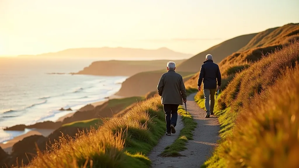 Older adults enjoying a safe coastal walking trail with ocean views